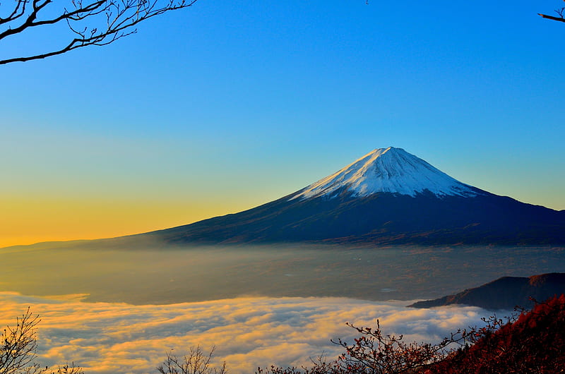 Mt. Fuji, fuji, mountain, japan, U, snow, nature, winter, HD wallpaper