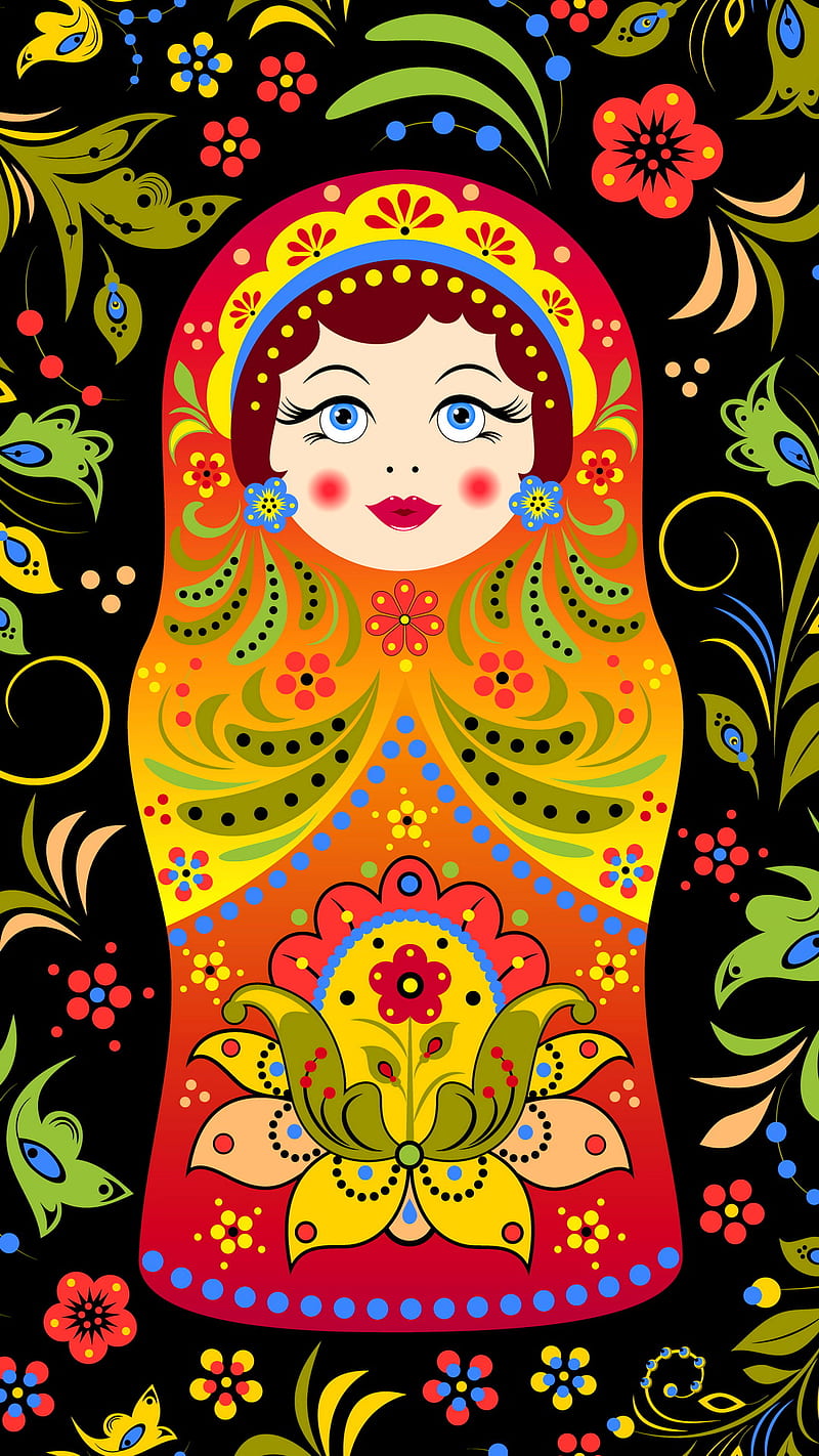 Russian Doll, abstract, art, doll, floral, matryoshka, nesting, pattern, russian, HD phone wallpaper
