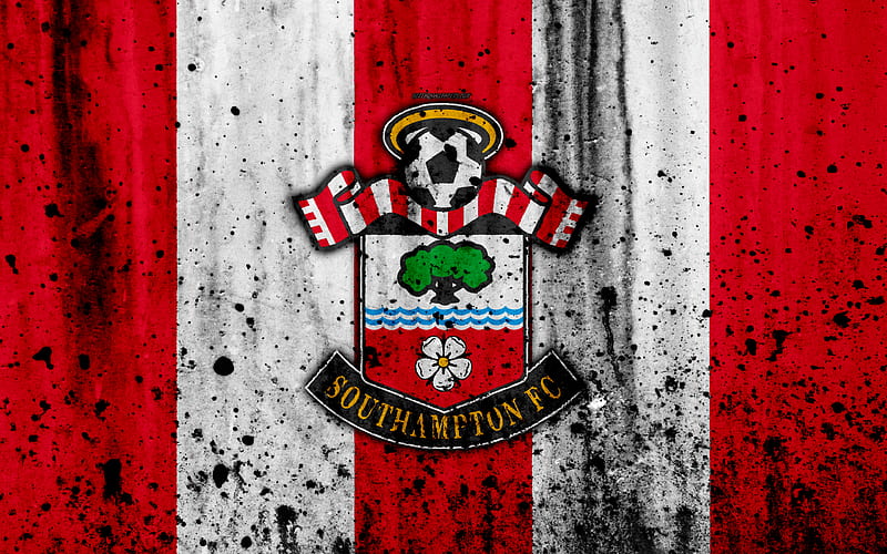 FC Southampton Premier League, logo, England, soccer, football club, grunge, Southampton, art, stone texture, Southampton FC, HD wallpaper
