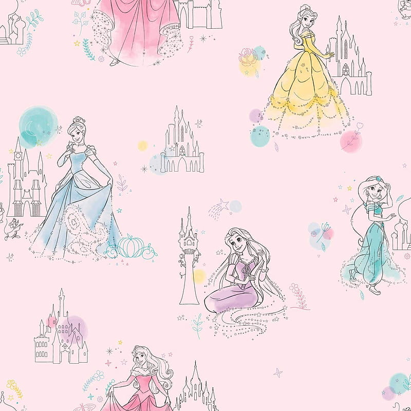 York Wallcoverings DI0969 Disney Princess Pretty Elegant Pink, HD phone wallpaper