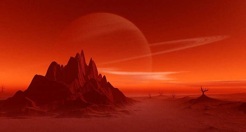 Mars, red, planets, sky, terrain, HD wallpaper