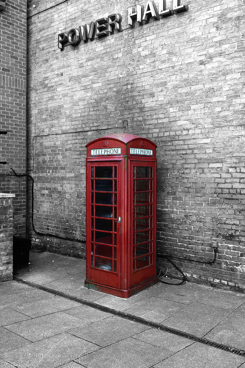 Phone booth , black and white, colour, happy, manchester, phone box, spring, telephone, HD phone wallpaper