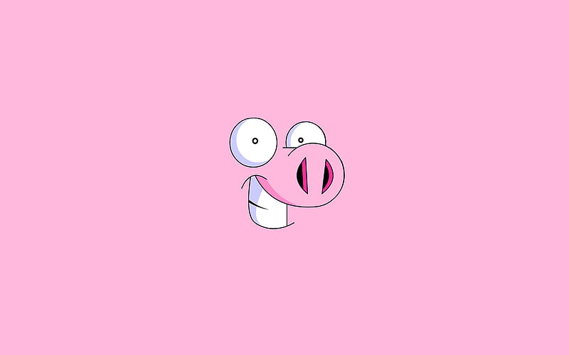 piggy smile, minimal, pink background, pink piggy, cartoon pig, pink piglet, pig, HD wallpaper