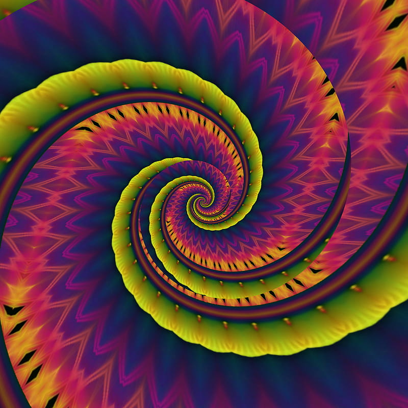 Psychotic spiral, blue, orange, circles, spiral, fractal, , rainbow, neon, HD phone wallpaper