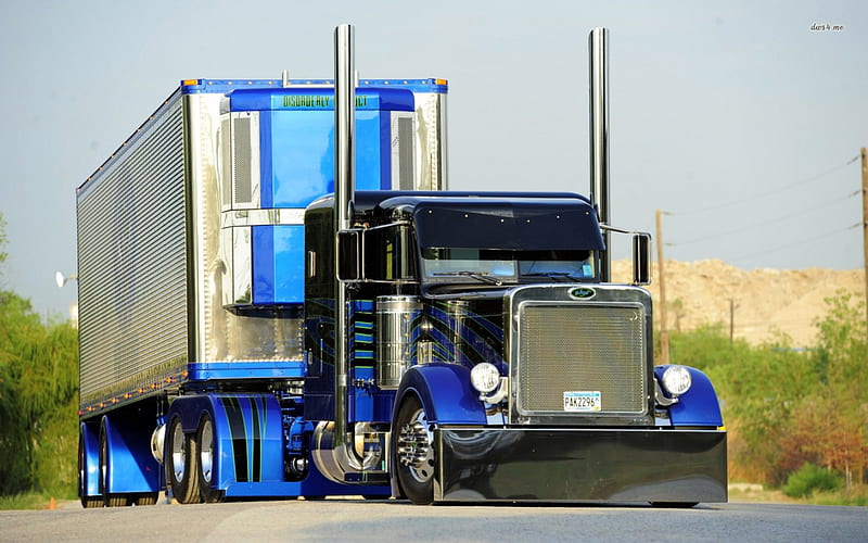 PETERBILT BLUE SILVER TRUCK TREX, semi truck, up, sema show, sport truck, HD wallpaper