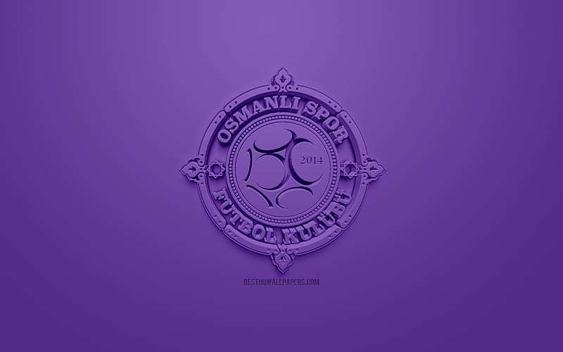 Osmanlispor, creative 3D logo, purple background, 3d emblem, Turkish Football club, 1 Lig, Ankara, Turkey, TFF First League, 3d art, football, 3d logo, HD wallpaper