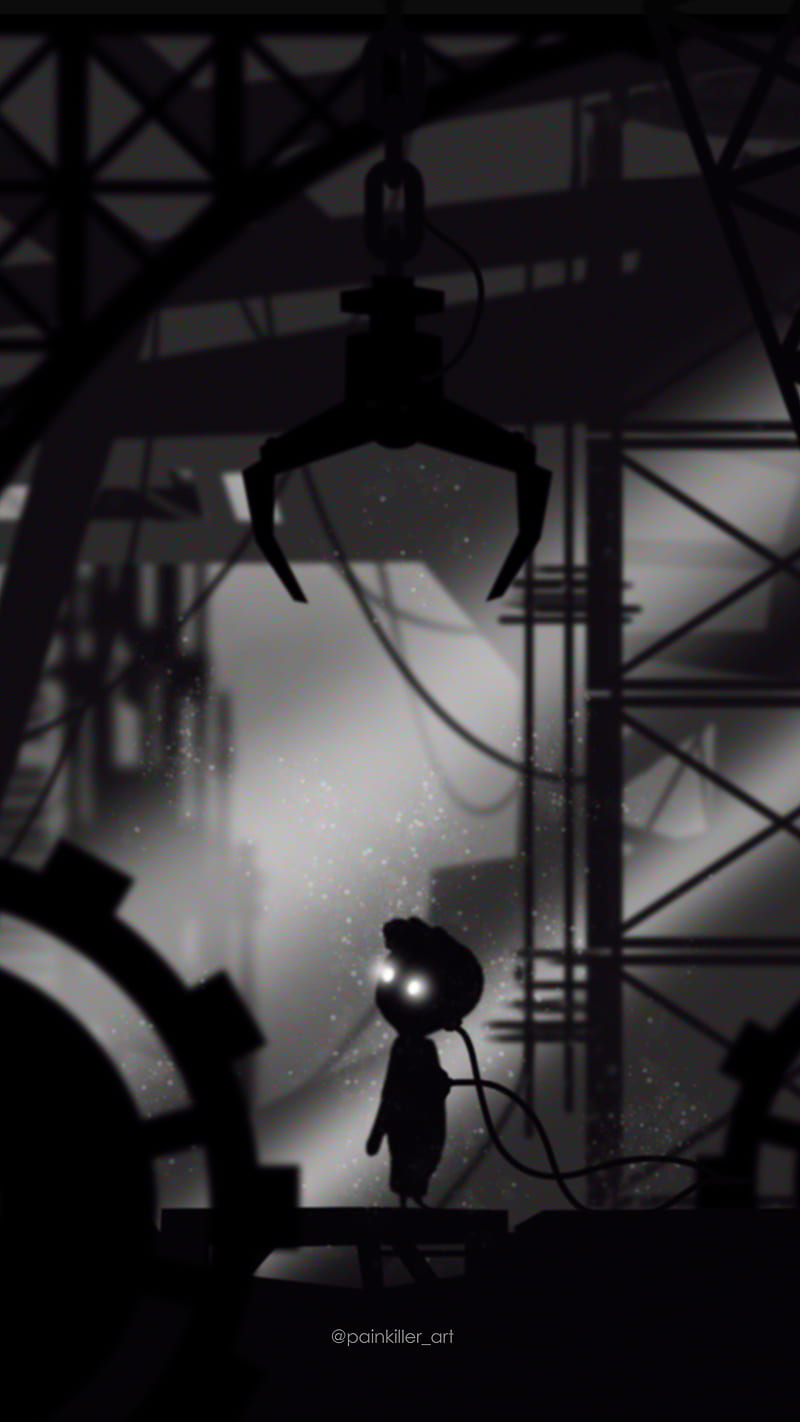 FACTORY NIGHTMARE, black and white, cyberpunk, darkness, death, fear, game, horror, limbo, HD phone wallpaper