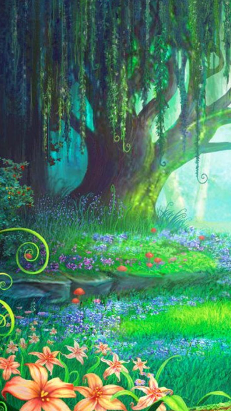 Magical forest, fairies, fairy, fantasy, land, nature, HD phone wallpaper