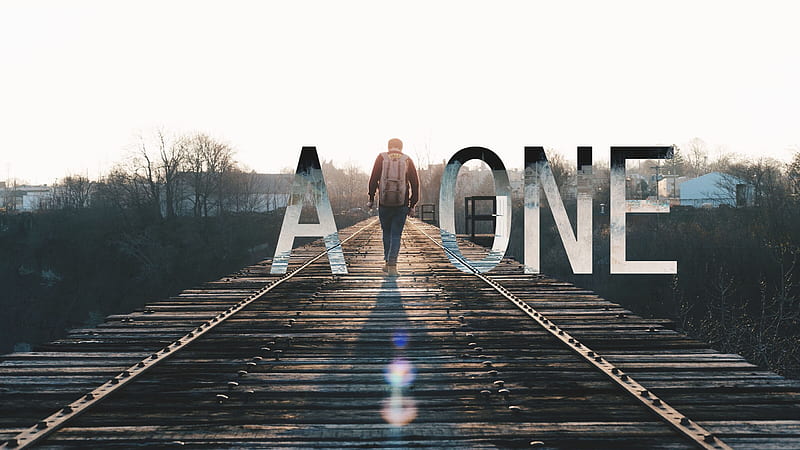 Man Is Walking Alone On Railway Track Alone, HD wallpaper