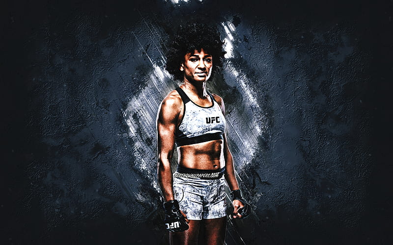 Angela Hill, UFC, MMA, american fighter, portrait, blue stone background, HD wallpaper