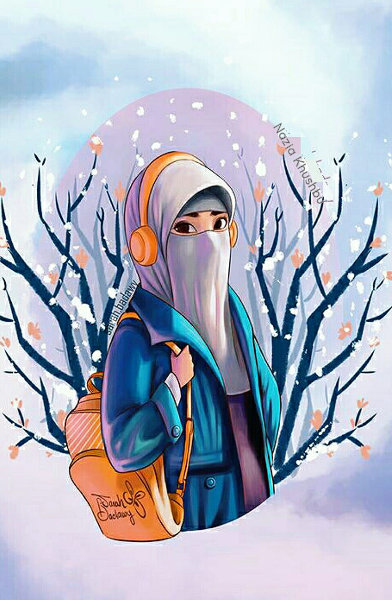 Islamic hijab girl, hijab girl, niqab girl, winter, HD phone wallpaper