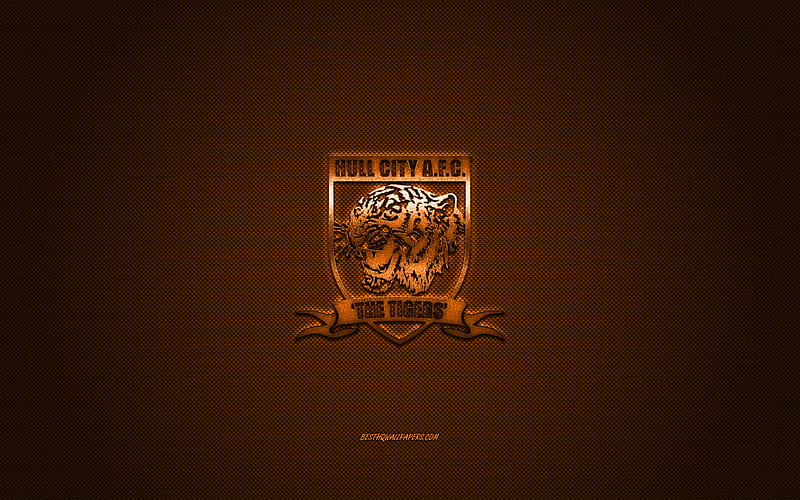 Hull City AFC, English football club, EFL Championship, orange logo, orange carbon fiber background, football, Kingston upon Hull, England, Hull City FC logo, HD wallpaper