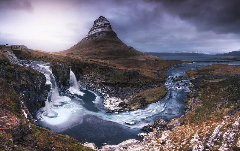 Waterfalls, Waterfall, Iceland , Kirkjufell , Kirkjufoss, HD wallpaper