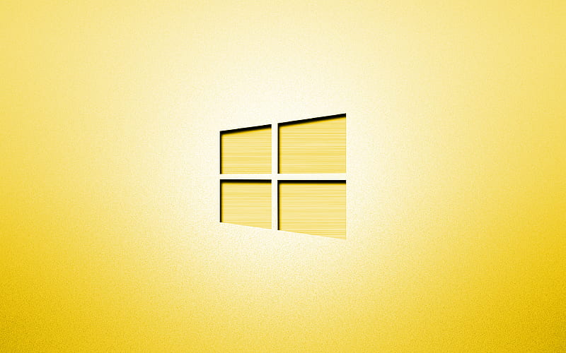Windows 10 yellow logo, creative, yellow backgrounds, minimalism, operating systems, Windows 10 logo, artwork, Windows 10, HD wallpaper