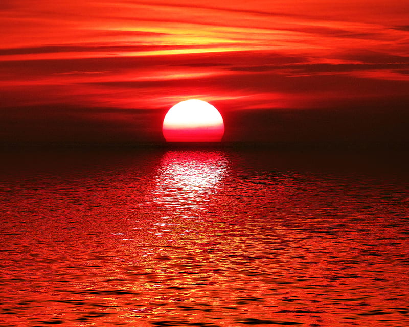 Red Sunset, nexus, sea, HD wallpaper