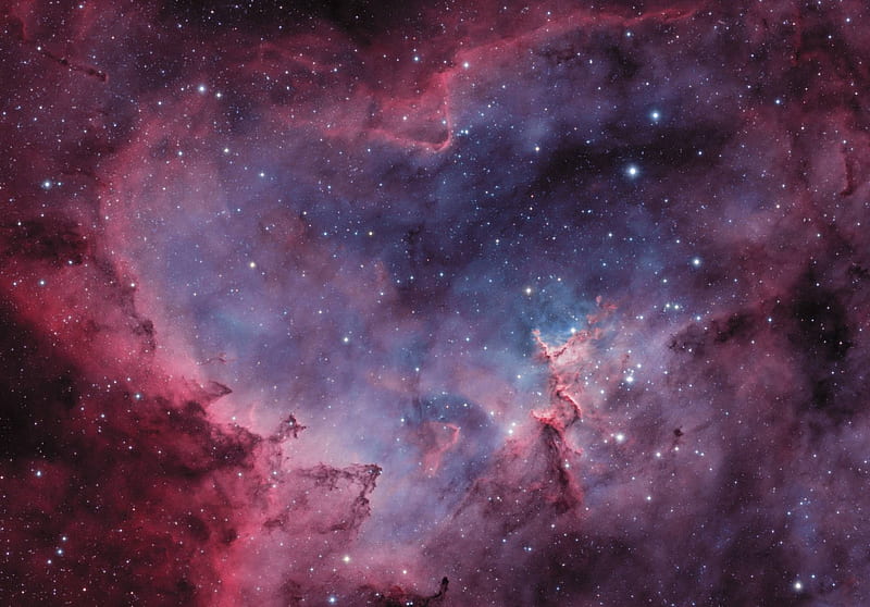 In the Heart of the Heart Nebula, stars, cool, nebula, space, fun, galaxies, HD wallpaper