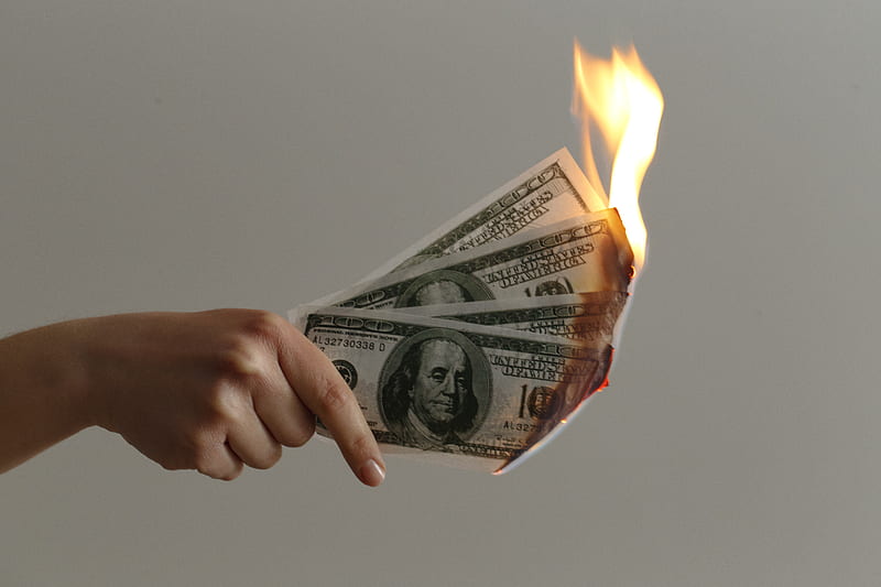 burned 100 US dollar banknotes, HD wallpaper