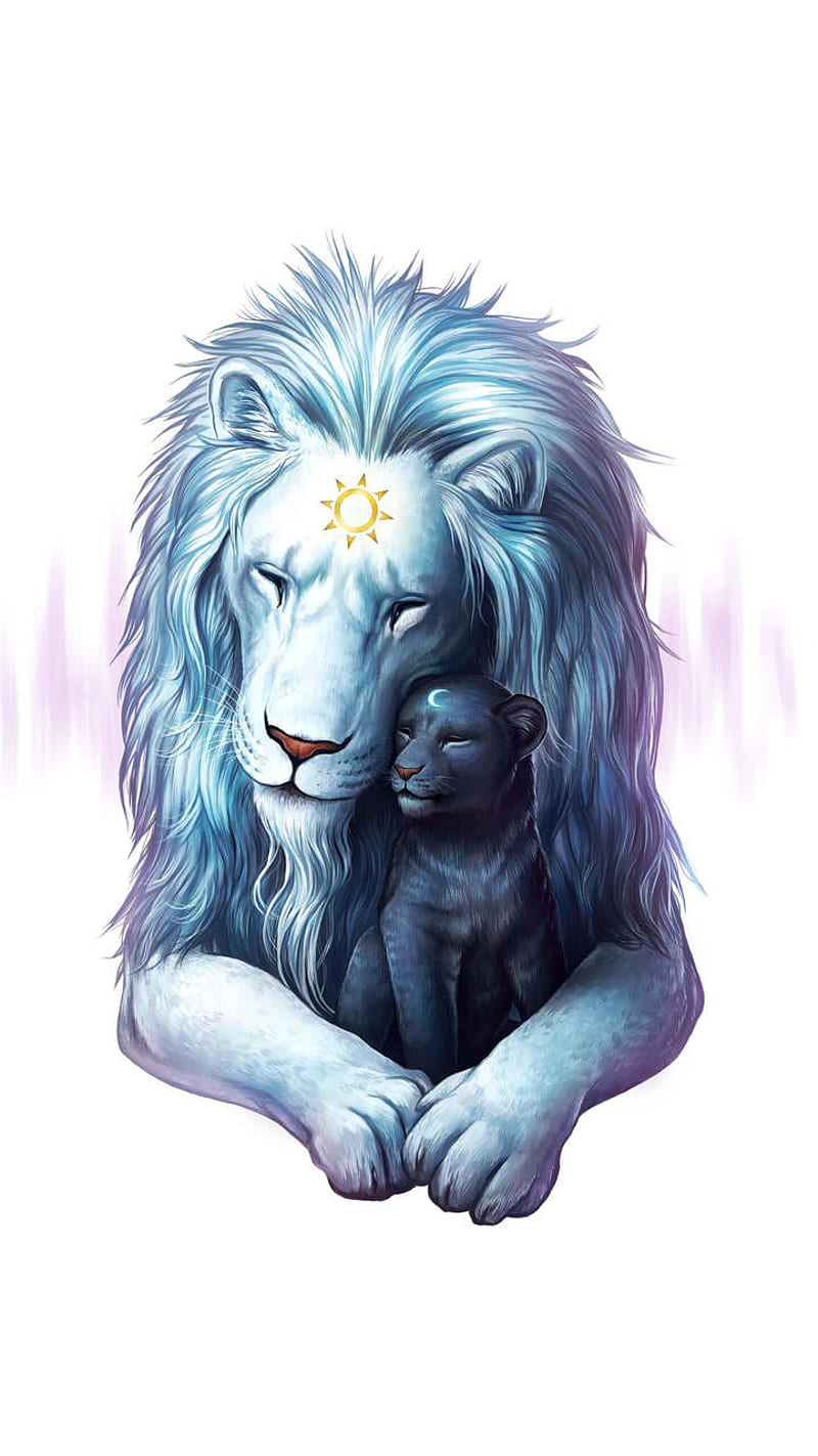 Child Of Light, black, lion, white, HD phone wallpaper