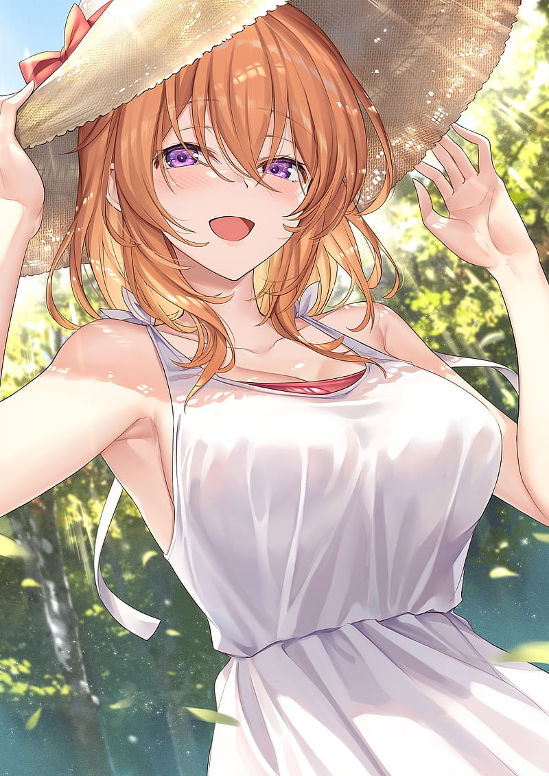 HD wallpaper: anime girl, summer dress, straw hat, sunflowers, blonde,  cloud - sky | Wallpaper Flare