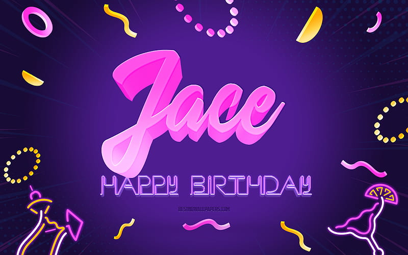 Happy Birtay Jace Purple Party Background, Jace, creative art, Happy Jace birtay, Jace name, Jace Birtay, Birtay Party Background, HD wallpaper