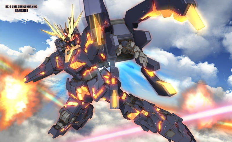 Banshee Gundam Ntd Mode Gundam Ntd Mode Mecha Anime Black Beam Sky Hd Wallpaper Peakpx
