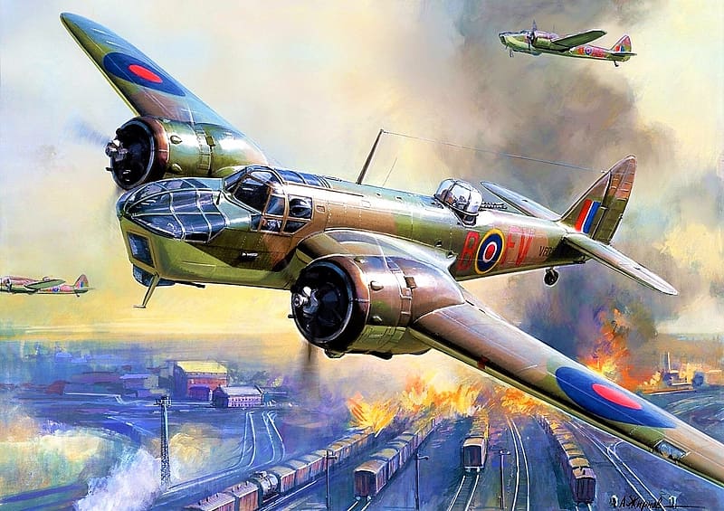 Bristol Blenheim Art, Bristol Blenheim, Artwork, World War Two Aircraft, British Aircraft of World War Two, Art, World War Two, Bristol Blenheim Artwork, HD wallpaper
