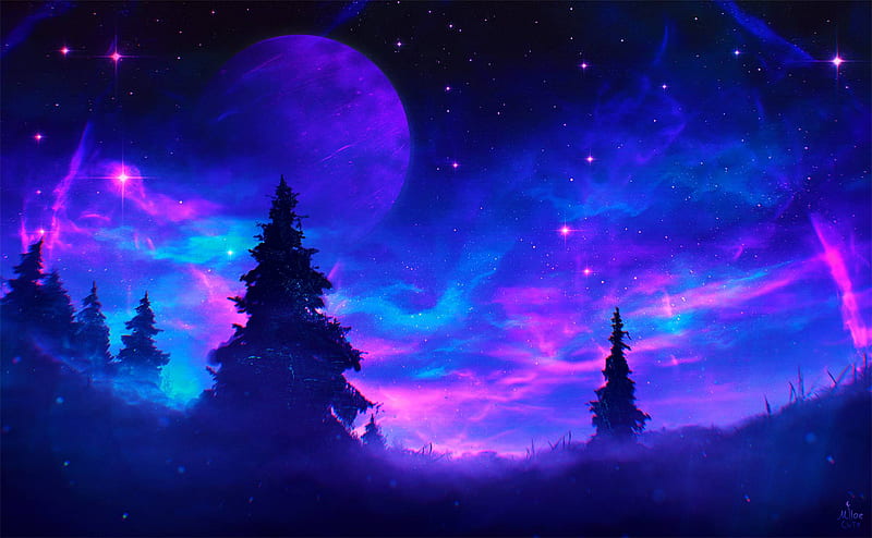 Starry Sky Night Fantasy , Artist , , and Background, HD wallpaper