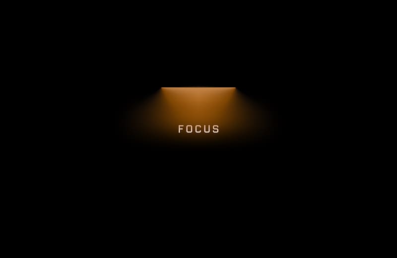 Focus Orange Light, motivation, quotes, typography, dark, black, HD wallpaper