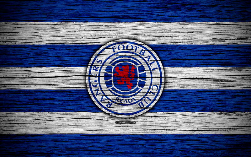 Rangers FC, logo, Scottish Premiership, soccer, football, Scotland, Rangers, wooden texture, Scottish Football Championship, FC Rangers, HD wallpaper
