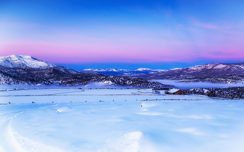 Winter Scenic Landscape Purple Snowland, HD wallpaper