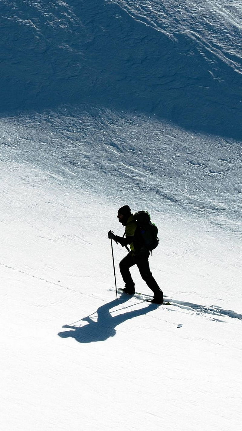 Climber , snow, winter, mountain, shadow, HD phone wallpaper