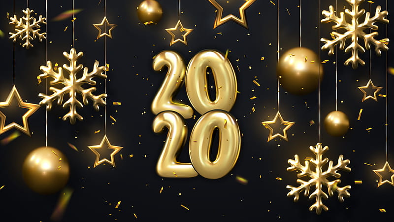 happy new year 2020, 2020, black, desenho, gold, happy new, samsung, HD wallpaper