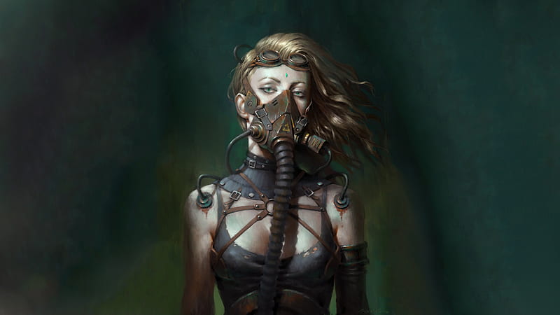 Girl Wearing Mask Cyberpunk, cyberpunk, artist, fantasy-girls, artwork, digital-art, HD wallpaper