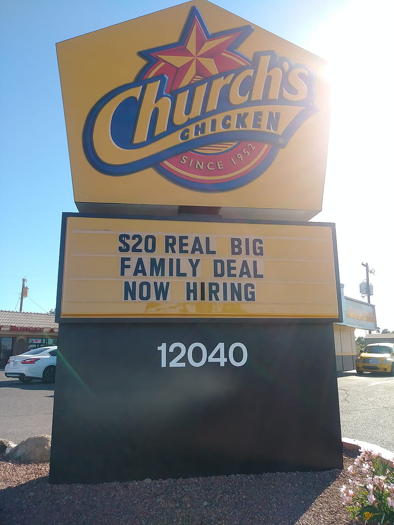 Churchs, chicken, food, fried chicken, now hiring, HD phone wallpaper