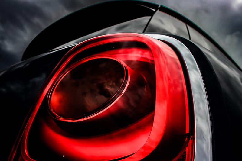 headlight, car, red, black, light, HD wallpaper