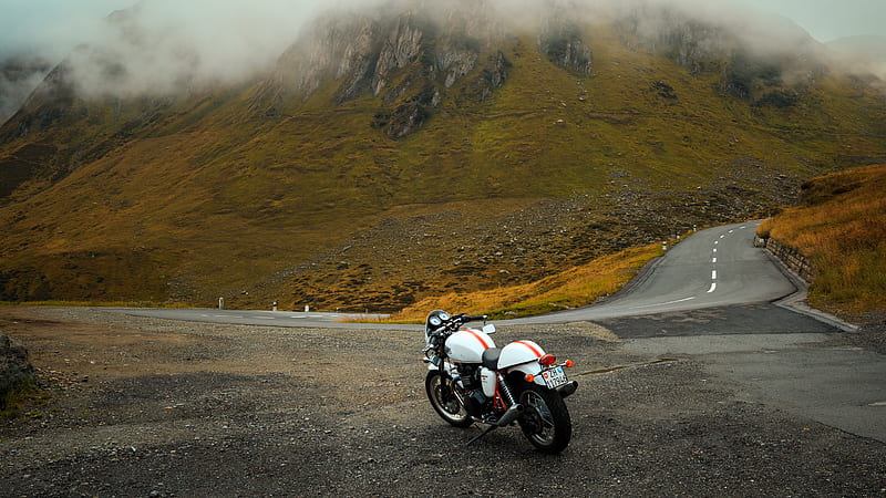 motorcycle, road, mountains, HD wallpaper