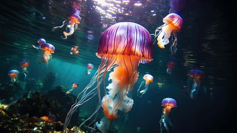Jellyfish World, jellyfish, underwater, animals, graphy, behance, HD ...