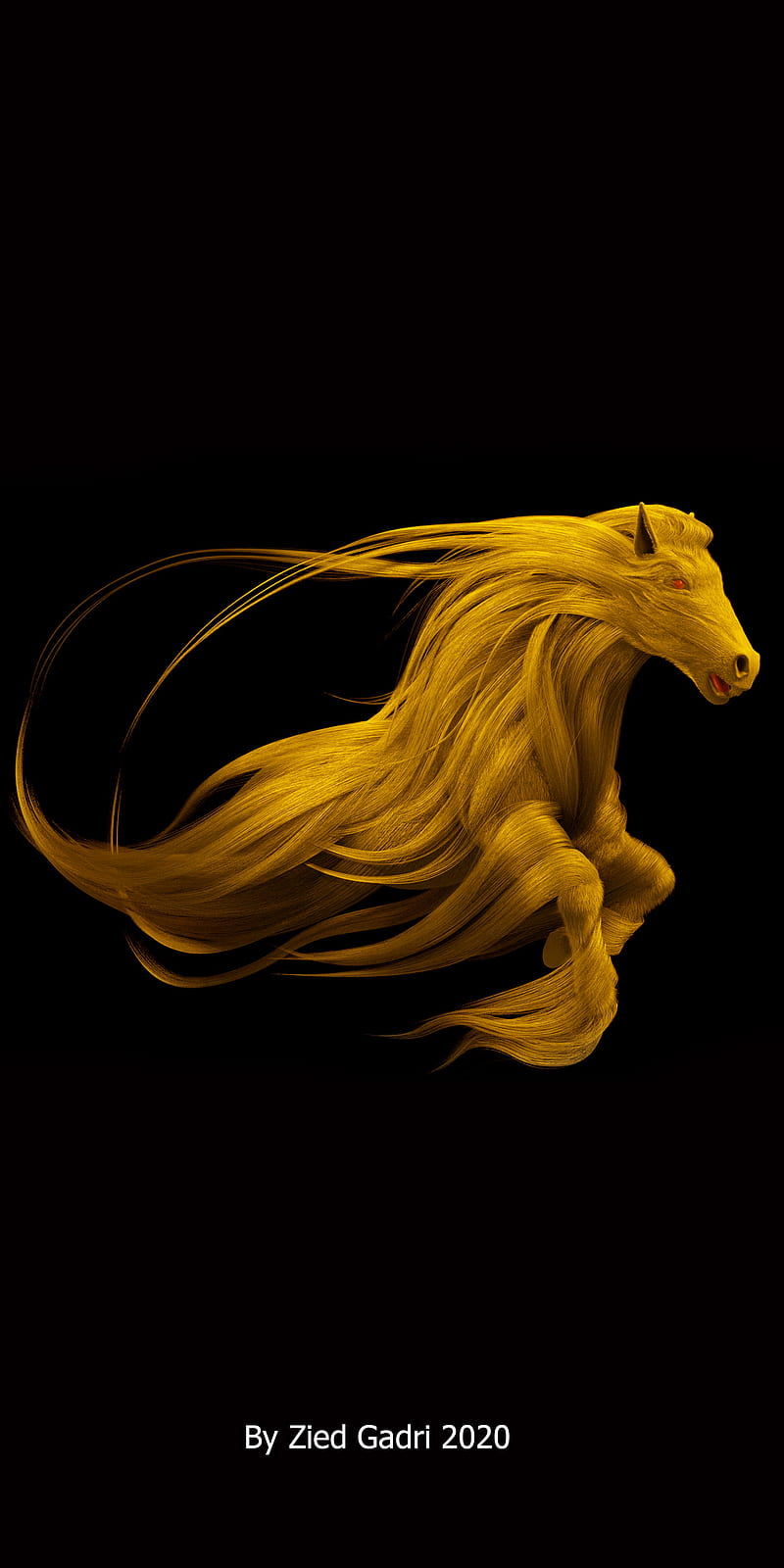 Golden Horse, colorful, desenho, edge, galaxy, gold, golden, horse, phoenix, HD phone wallpaper