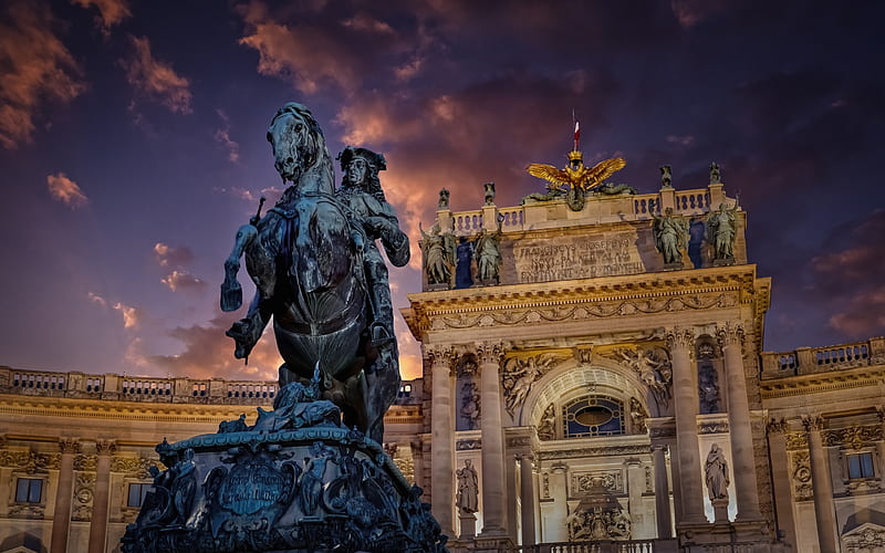 Hofburg, Vienna, imperial palace, evening, sunset, monument, landmark, Austria, HD wallpaper