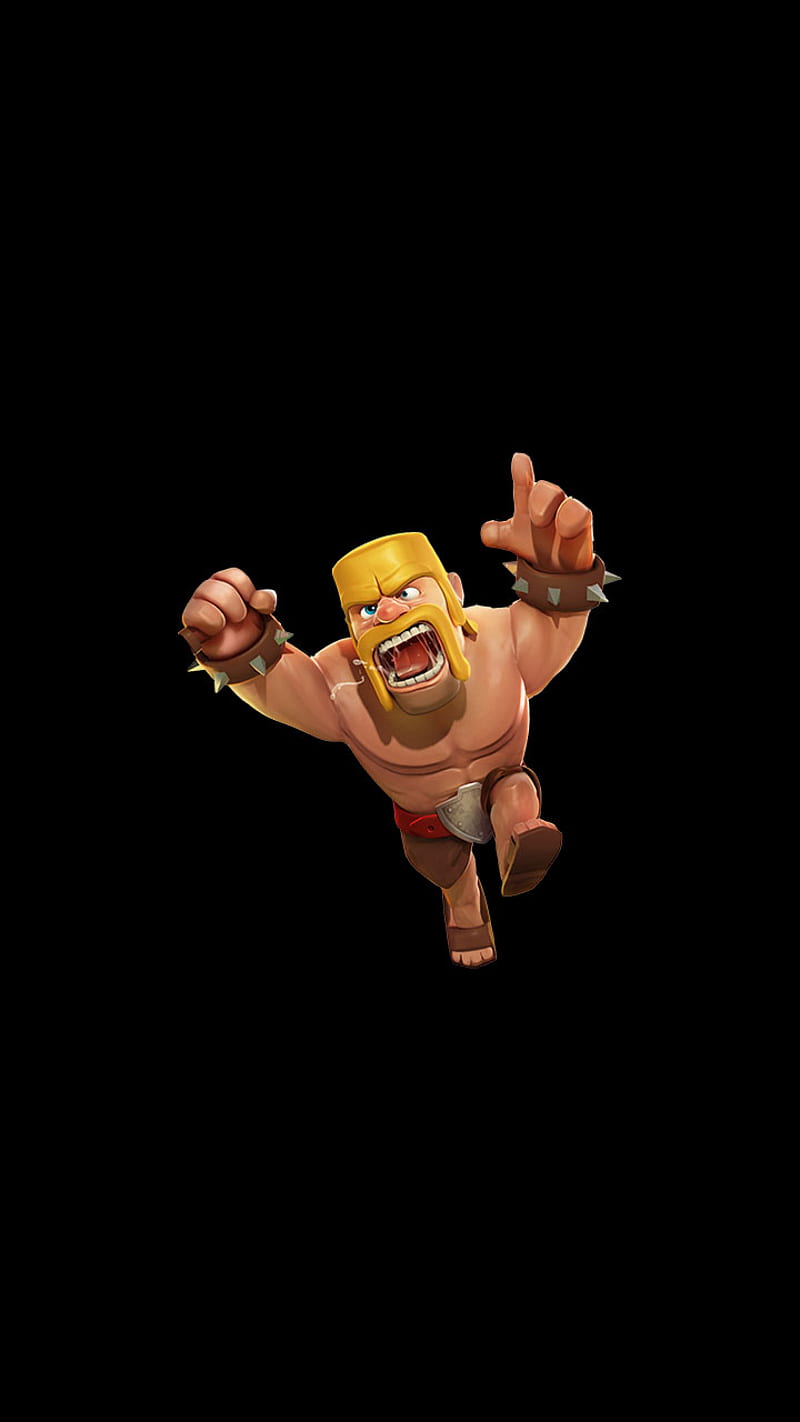 Barbarian, amoled, attack, black, clash of clans, coc, game, gamer, rage, strategy game, HD phone wallpaper