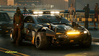 Wallpaper cyberpunk 2077, a girl with car, art desktop wallpaper, hd image,  picture, background, e70fea