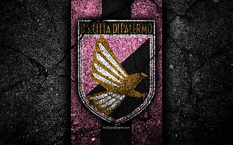 US Palermo Serie B, football, silk texture, emblem, silk flag, Palermo FC  logo, HD wallpaper