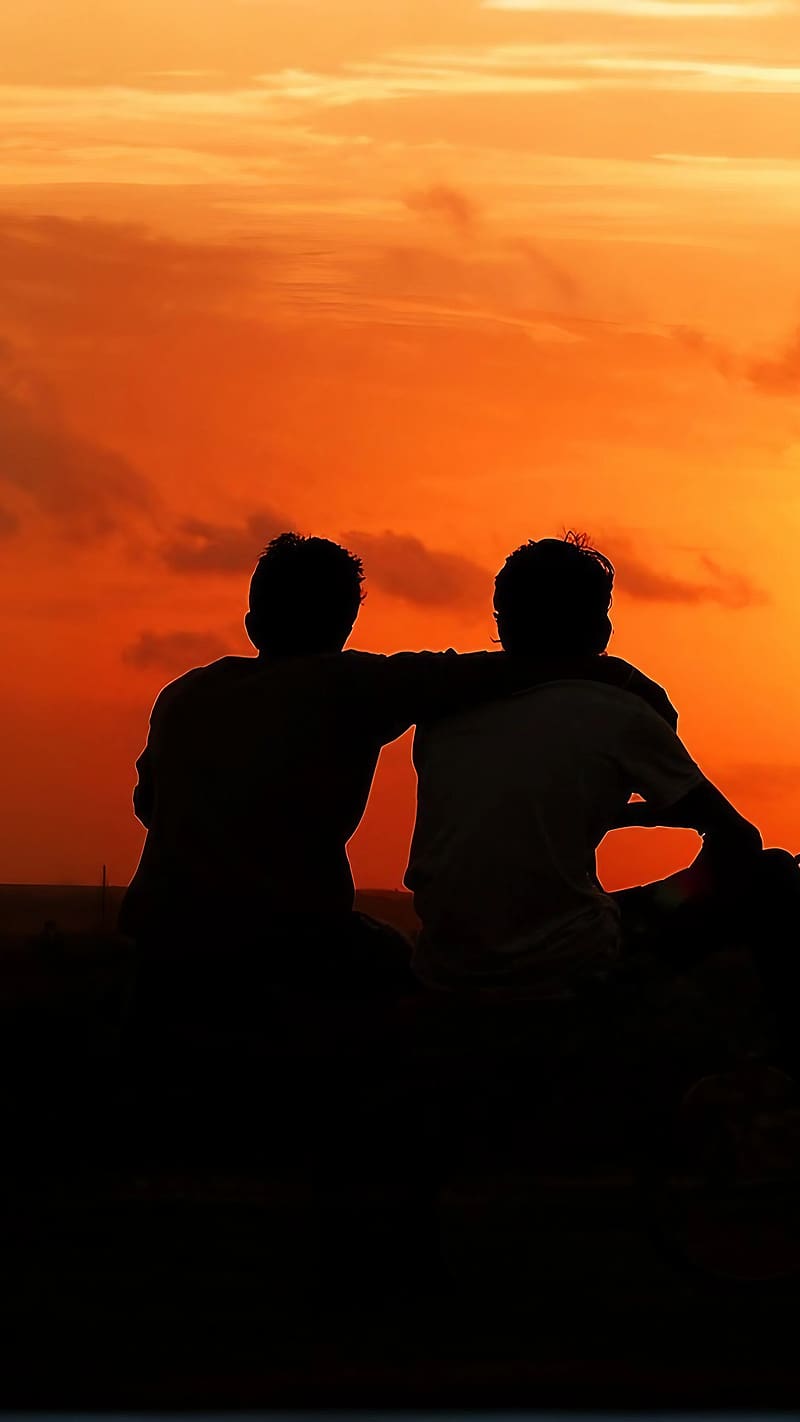 Friendship Ke, two friends enjoying the sunset view, friends, HD phone wallpaper