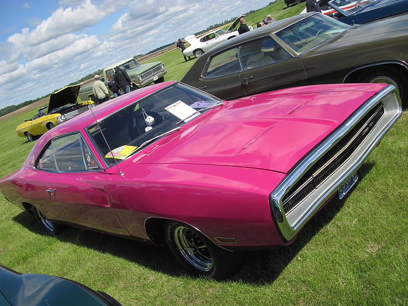 1970 Dodge Charger 500, Dodge, tires, graphy, Pink, HD wallpaper