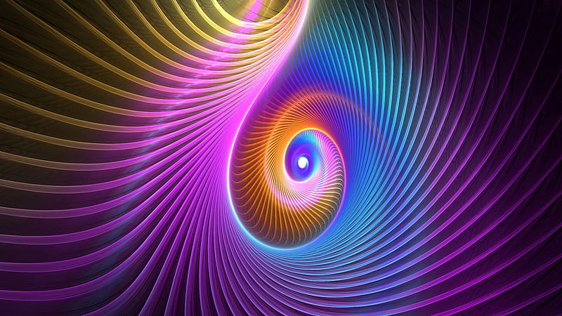 3D Bright Fractal Feather Abstract, HD wallpaper