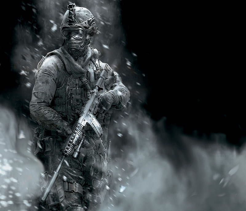 Modern Warfare 2 B/W, modern, warfare, black, white, 2, HD wallpaper