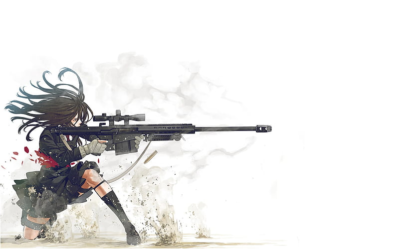 Sniper Barret Sniper Rifle Illustration Weapons Guns Rifle Gun Girl Hd Wallpaper Peakpx