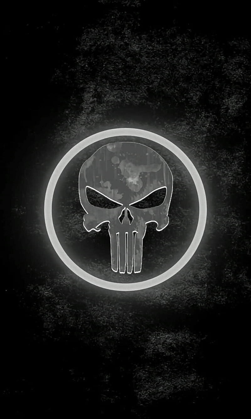 Silver skull, logo, punisher, skull, HD phone wallpaper