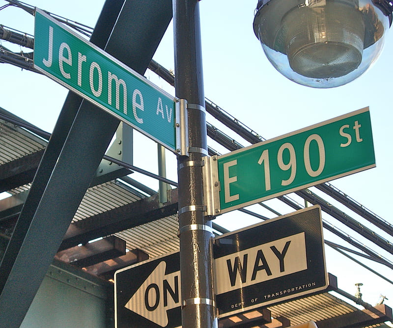 Bronx Street Signs, 190, bronx, jerome, sign, street, train, HD wallpaper
