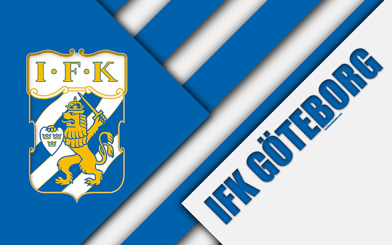 IFK Goteborg logo, material design, Goteborg FC, Swedish football club, blue-white abstraction, Allsvenskan, Gothenburg, Sweden, football, HD wallpaper